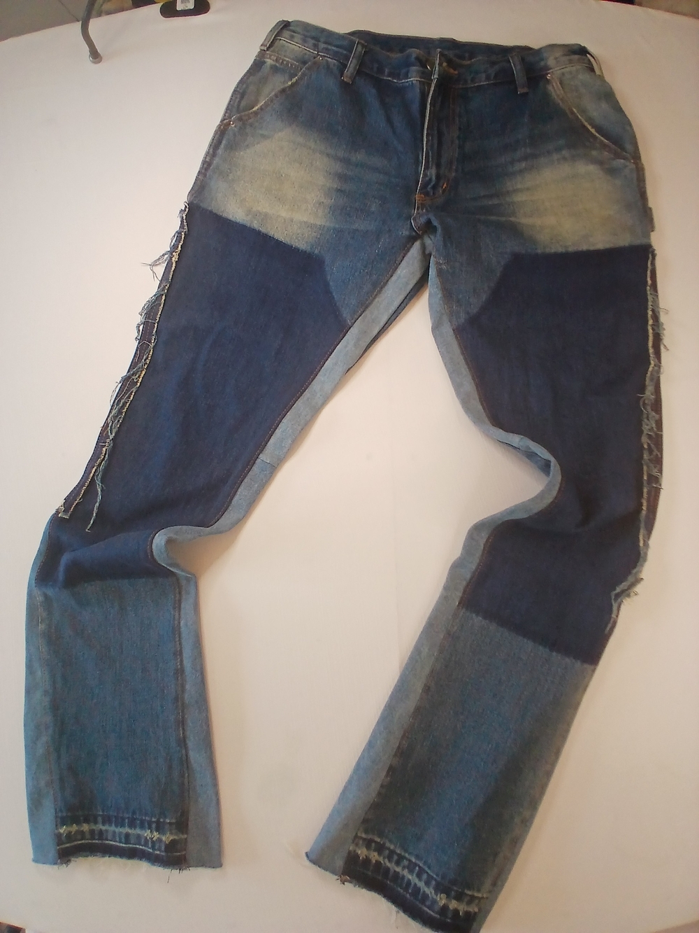 MNMI-Men's Two-Tone Patchwork Blue Jeans 33w X 34L